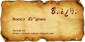 Boncz Ágnes névjegykártya